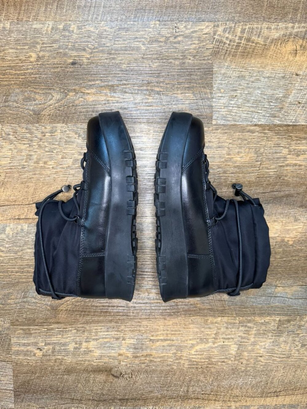 Prada Linea Rossa Drawstring Leather Hiking / Winter Boot Black (Nero) - Picture 5 of 12